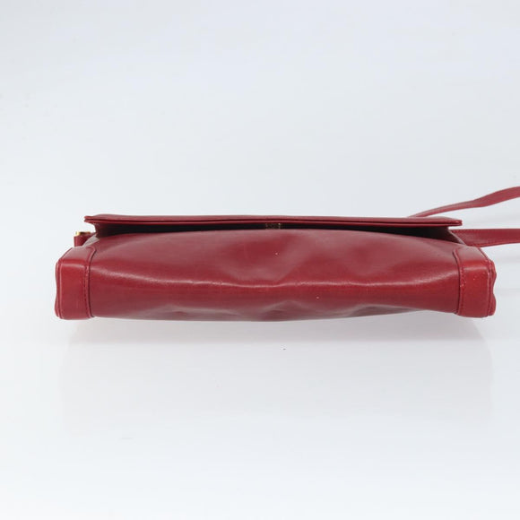 GUCCI Shoulder Bag Leather Red Gold Auth BA10436
