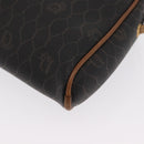 Christian Dior Honeycomb Canvas Shoulder Bag PVC Black Gold Auth BA10437-16