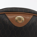 Christian Dior Honeycomb Canvas Shoulder Bag PVC Black Gold Auth BA10437-17