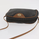 Christian Dior Honeycomb Canvas Shoulder Bag PVC Black Gold Auth BA10437-6