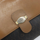 Christian Dior Honeycomb Canvas Shoulder Bag PVC Black Gold Auth BA10438-15