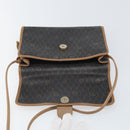 Christian Dior Honeycomb Canvas Shoulder Bag PVC Black Gold Auth BA10438-16