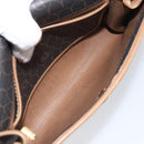 Christian Dior Honeycomb Canvas Shoulder Bag PVC Black Gold Auth BA10438-18