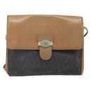 Christian Dior Honeycomb Canvas Shoulder Bag PVC Black Gold Auth BA10438-2