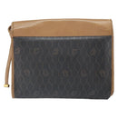 Christian Dior Honeycomb Canvas Shoulder Bag PVC Black Gold Auth BA10438-3