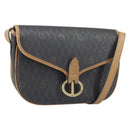 Christian Dior Honeycomb Canvas Shoulder Bag PVC Black Gold Auth BA10439-1