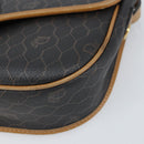 Christian Dior Honeycomb Canvas Shoulder Bag PVC Black Gold Auth BA10439-10