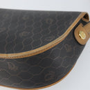 Christian Dior Honeycomb Canvas Shoulder Bag PVC Black Gold Auth BA10439-12