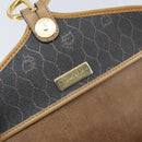 Christian Dior Honeycomb Canvas Shoulder Bag PVC Black Gold Auth BA10439-17