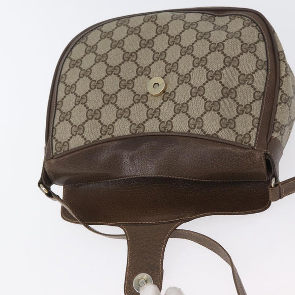GUCCI GG Supreme Web Sherry Line Bag PVC Beige Gold 10 02 056 Auth BA10446