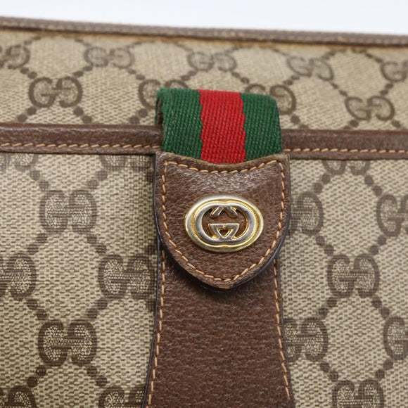 GUCCI GG Supreme Web Sherry Line Bag PVC Beige Gold 89 02 032 Auth BA10447