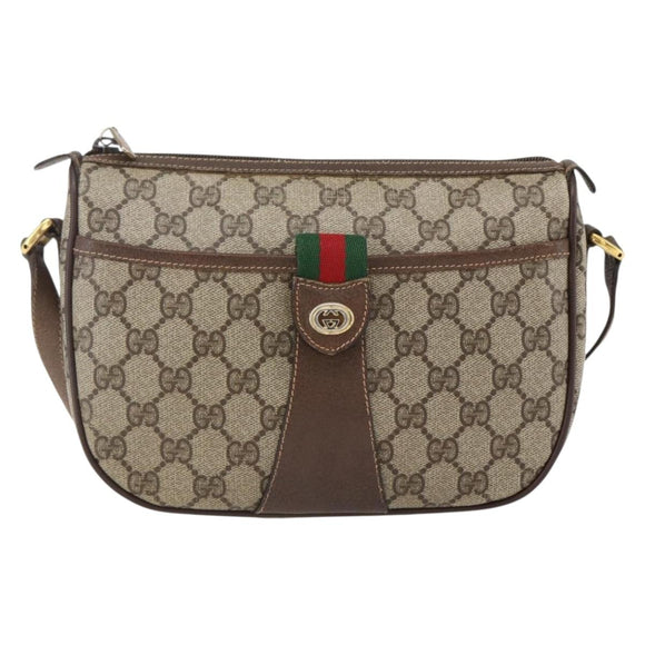GUCCI GG Supreme Web Sherry Line Bag PVC Beige Gold 89 02 032 Auth BA10447
