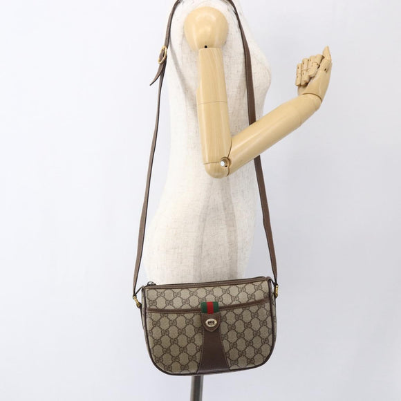 GUCCI GG Supreme Web Sherry Line Bag PVC Beige Gold 89 02 032 Auth BA10447
