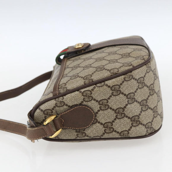 GUCCI GG Supreme Web Sherry Line Bag PVC Beige Gold 89 02 032 Auth BA10447