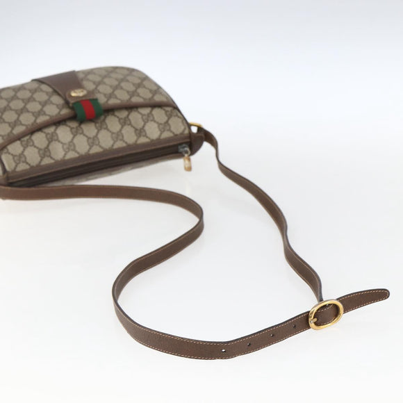 GUCCI GG Supreme Web Sherry Line Bag PVC Beige Gold 89 02 032 Auth BA10447