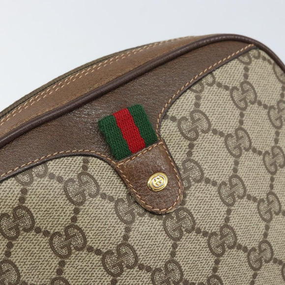 GUCCI GG Supreme Web Sherry Line Bag PVC Beige Gold 89 02 066 Auth BA10448