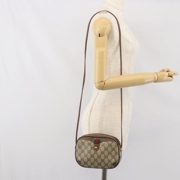 GUCCI GG Supreme Web Sherry Line Bag PVC Beige Gold 89 02 066 Auth BA10448