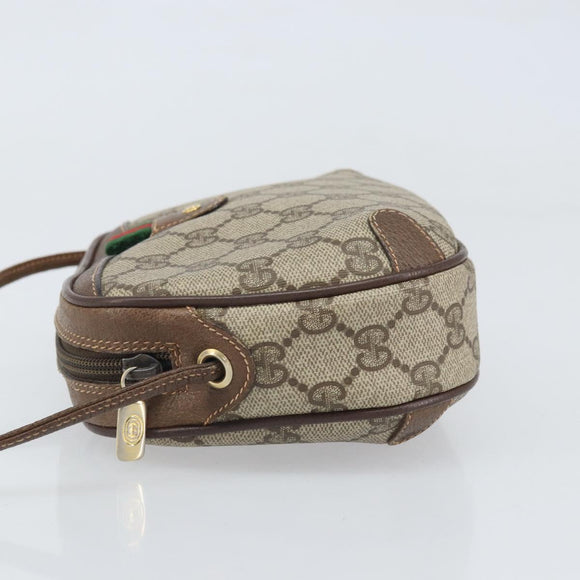 GUCCI GG Supreme Web Sherry Line Bag PVC Beige Gold 89 02 066 Auth BA10448