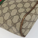 GUCCI GG Supreme Web Sherry Line Clutch Bag PVC Beige Gold Auth BA10450-10