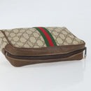 GUCCI GG Supreme Web Sherry Line Clutch Bag PVC Beige Gold Auth BA10450-6