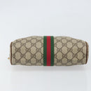 GUCCI GG Supreme Web Sherry Line Clutch Bag PVC Beige Gold Auth BA10450-7