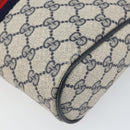 GUCCI GG Supreme Sherry Line Clutch Bag PVC Navy Gold 56 01 012 Auth BA10451-15