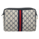 GUCCI GG Supreme Sherry Line Clutch Bag PVC Navy Gold 56 01 012 Auth BA10451-2