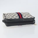 GUCCI GG Supreme Sherry Line Clutch Bag PVC Navy Gold 56 01 012 Auth BA10451-5