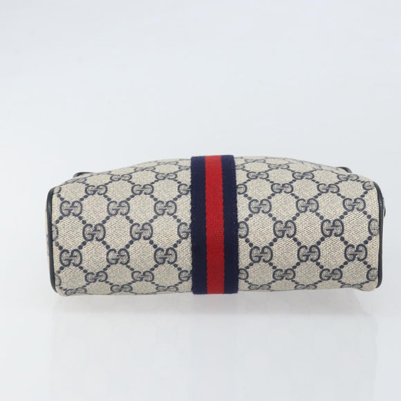 GUCCI GG Supreme Sherry Line Clutch Bag PVC Navy Gold 56 01 012 Auth BA10451