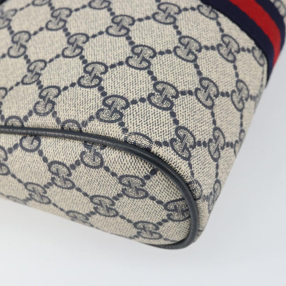 GUCCI GG Supreme Sherry Line Clutch Bag PVC Navy Gold 56 01 012 Auth BA10451