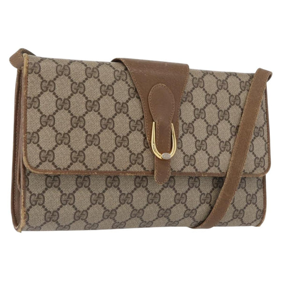 GUCCI GG Supreme Shoulder Bag PVC Beige Gold 904 02 050 Auth BA10453