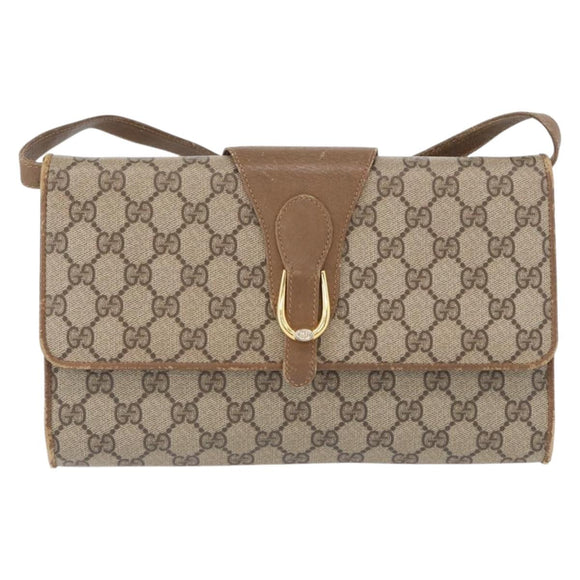 GUCCI GG Supreme Shoulder Bag PVC Beige Gold 904 02 050 Auth BA10453