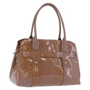 Salvatore Ferragamo Handtas Lakleer Paars Zilver Auth BA10471-1