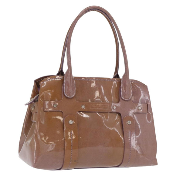 Salvatore Ferragamo Handtas Lakleer Paars Zilver Auth BA10471