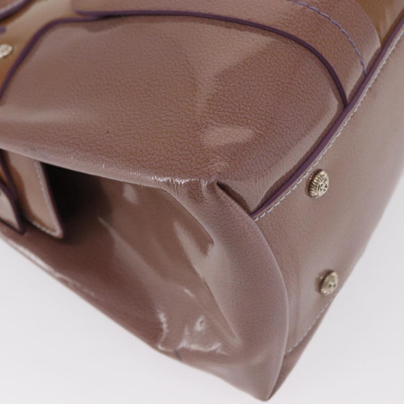 Salvatore Ferragamo Handtas Lakleer Paars Zilver Auth BA10471