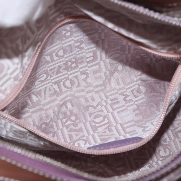 Salvatore Ferragamo Handtas Lakleer Paars Zilver Auth BA10471