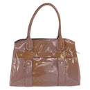 Salvatore Ferragamo Handtas Lakleer Paars Zilver Auth BA10471-2