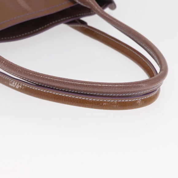 Salvatore Ferragamo Handtas Lakleer Paars Zilver Auth BA10471