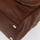 Jimmy Choo Hand Bag Leather Brown Gold Auth BA10473-13