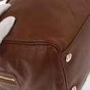 Jimmy Choo Hand Bag Leather Brown Gold Auth BA10473-14