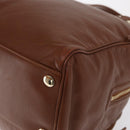 Jimmy Choo Hand Bag Leather Brown Gold Auth BA10473-15
