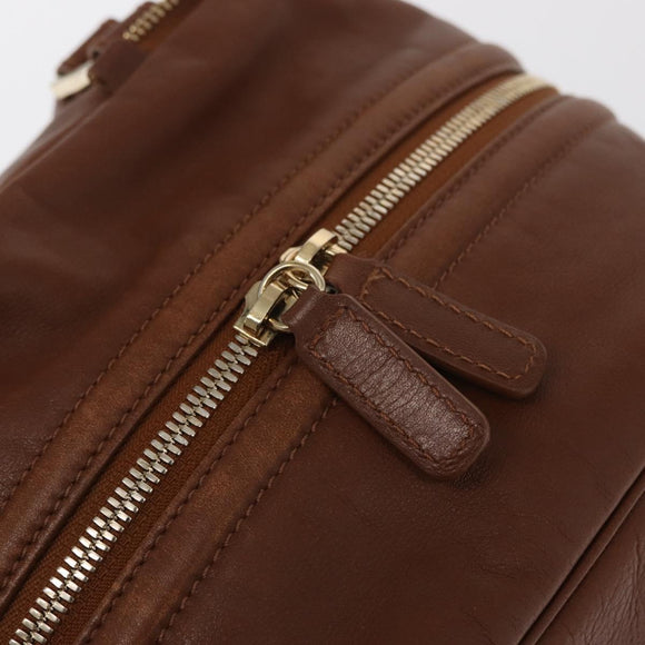 Jimmy Choo Hand Bag Leather Brown Gold Auth BA10473