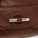 Jimmy Choo Hand Bag Leather Brown Gold Auth BA10473-16
