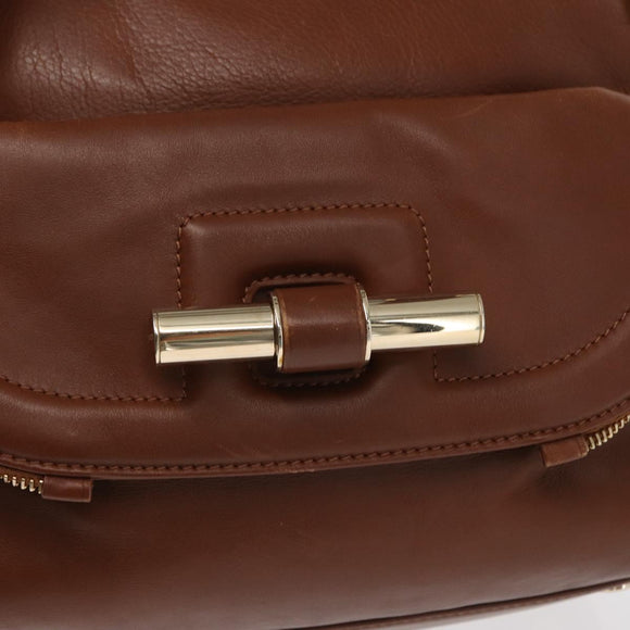 Jimmy Choo Hand Bag Leather Brown Gold Auth BA10473