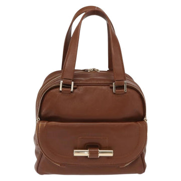 Jimmy Choo Hand Bag Leather Brown Gold Auth BA10473 - 0