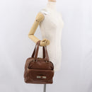 Jimmy Choo Hand Bag Leather Brown Gold Auth BA10473-23