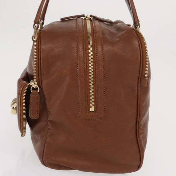 Jimmy Choo Hand Bag Leather Brown Gold Auth BA10473