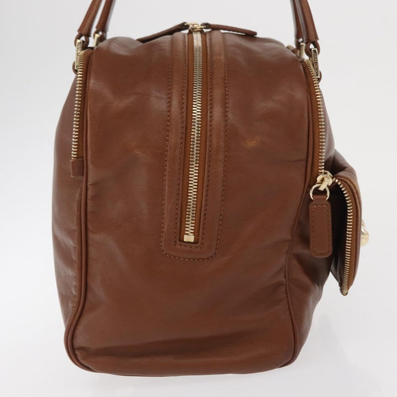Jimmy Choo Hand Bag Leather Brown Gold Auth BA10473