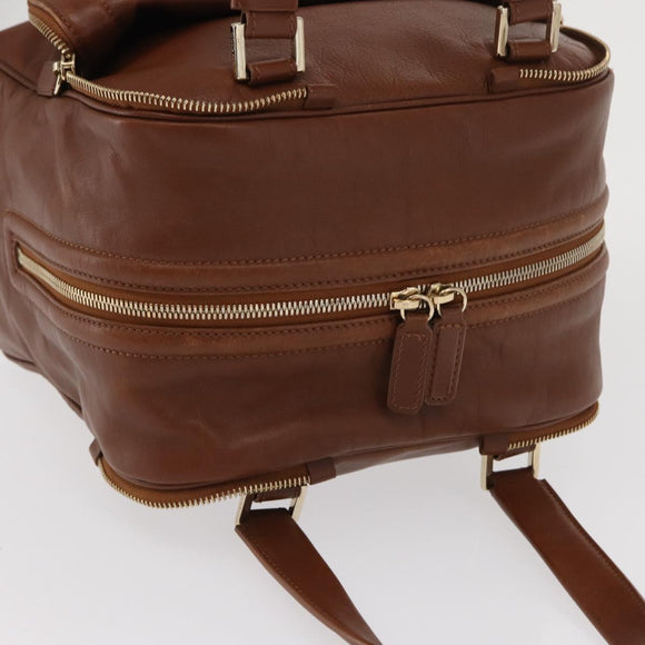 Jimmy Choo Hand Bag Leather Brown Gold Auth BA10473