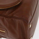 Jimmy Choo Hand Bag Leather Brown Gold Auth BA10473-9